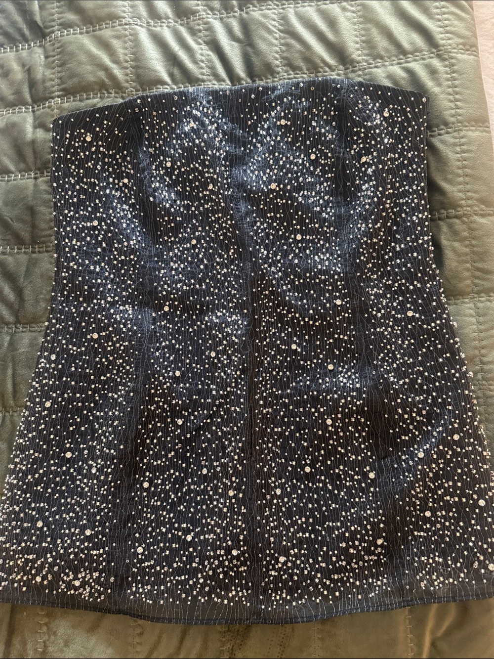 H&M Black Strapless Sequin Dot Tube Top